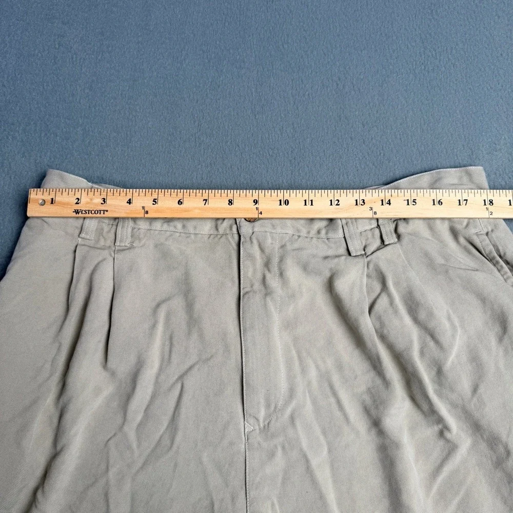 Tommy Bahama Relax Mens 40 Khaki Beige 100% Silk Pleated Straight Leg Pants